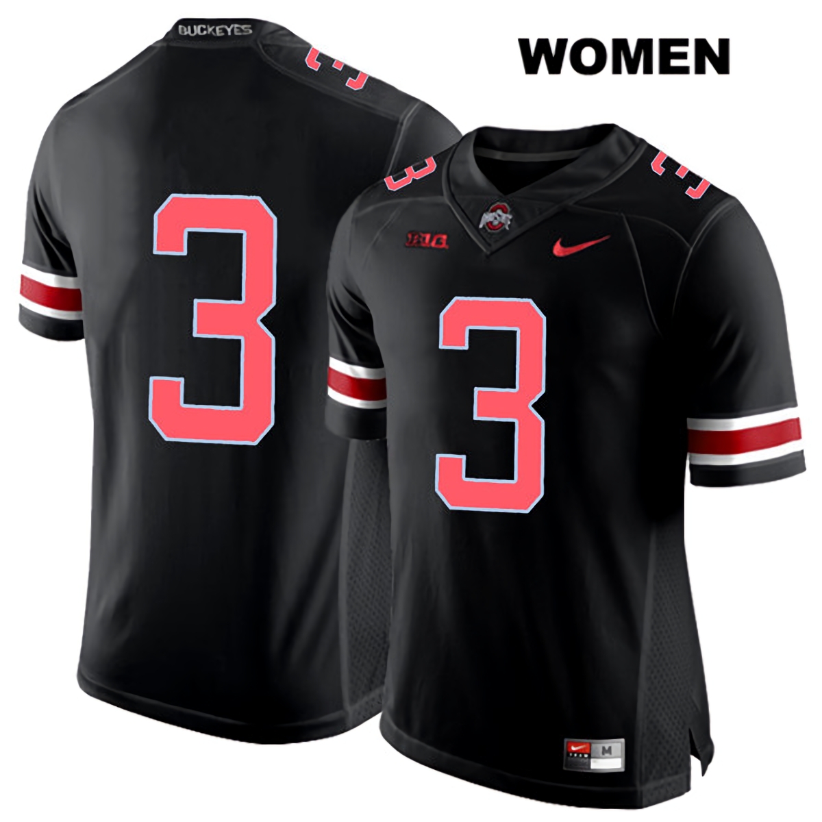 Quinn Ewers Ohio State Buckeyes Women's NCAA #3 No Name Black Red Number College Stitched Football Jersey NTN7556TB